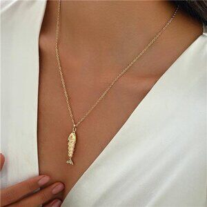 Gold Fish Charm Necklace | Exquisite Pendant Jewelry for Women